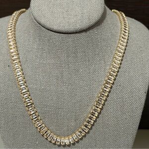 18k gold plated brass w simulated diamonds tennis necklace